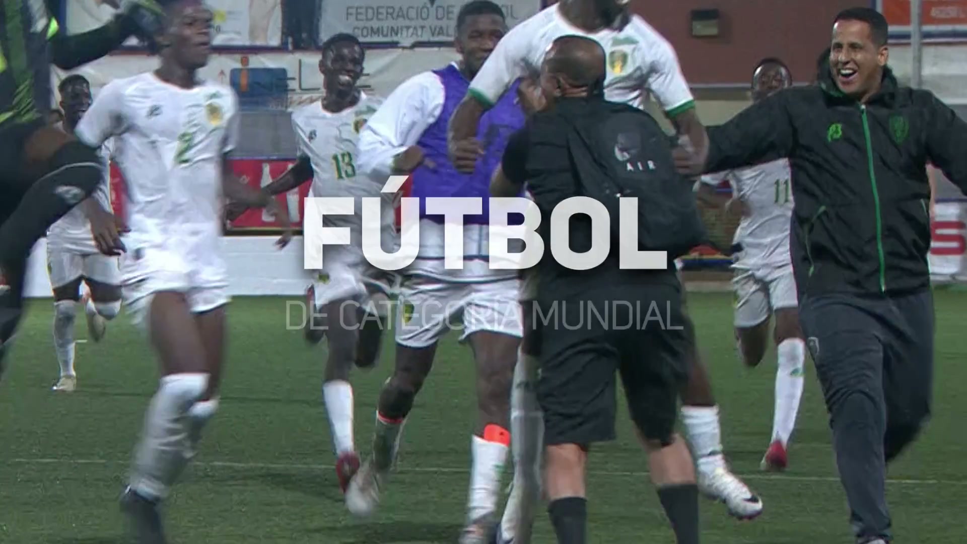 Players celebrating on the pitch at COTIF